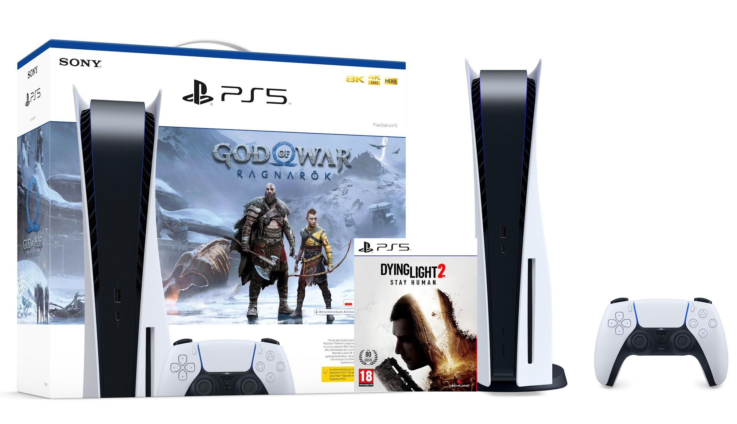 Konsola Sony PlayStation 5 (PS5) z napędem + God of War Ragnarok + Dying Light 2
