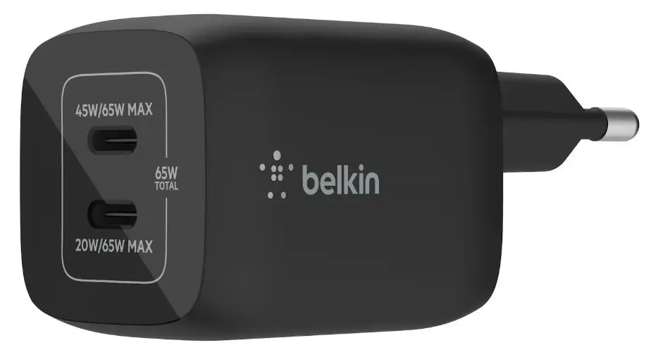 Ładowarka sieciowa Belkin GaN 2xUSB-C 65W Czarny