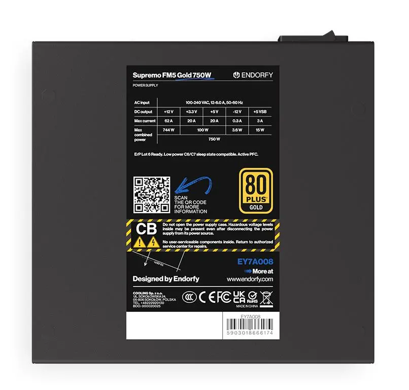 Zasilacz Endorfy Supremo FM5 750W 80+ Gold Czarny