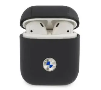 Etui na słuchawki BMW Geniune Leather Silver Logo BMA2SSLNA do AirPods 1/2 gen. Granatowy