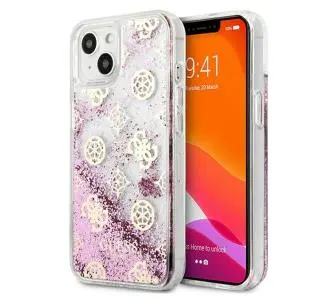 Etui Guess Peony Liquid Glitter GUHCP13SLGPEPI do iPhone 13 mini