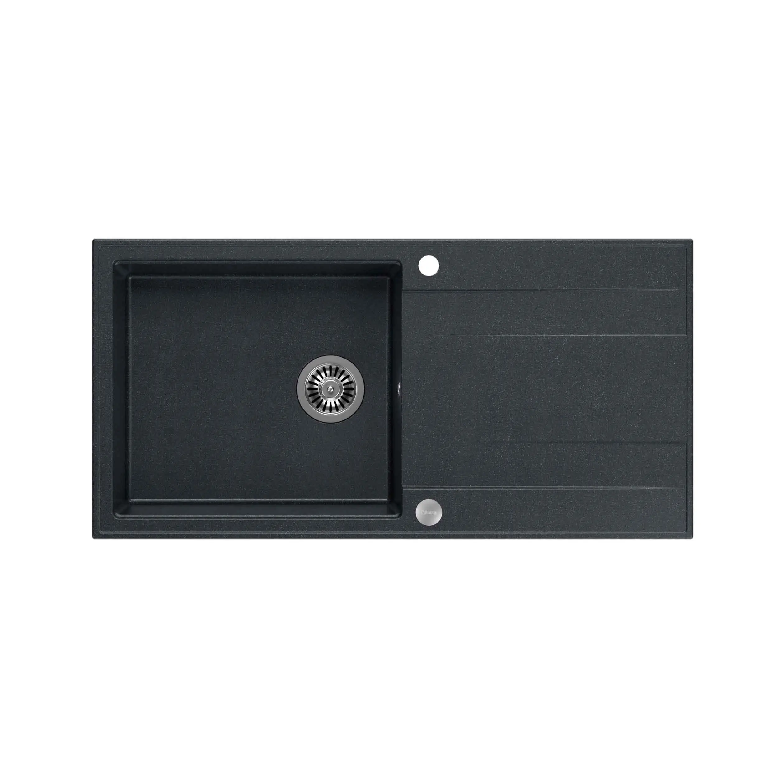 Zlewozmywak Quadron HCQE10050U8_BS P2O Evan 146 XL Granitowy Czarny metalik/Stalowy