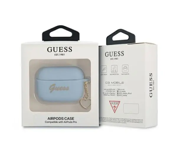Guess Silicone Charm Heart Collection do AirPods Pro Niebieski
