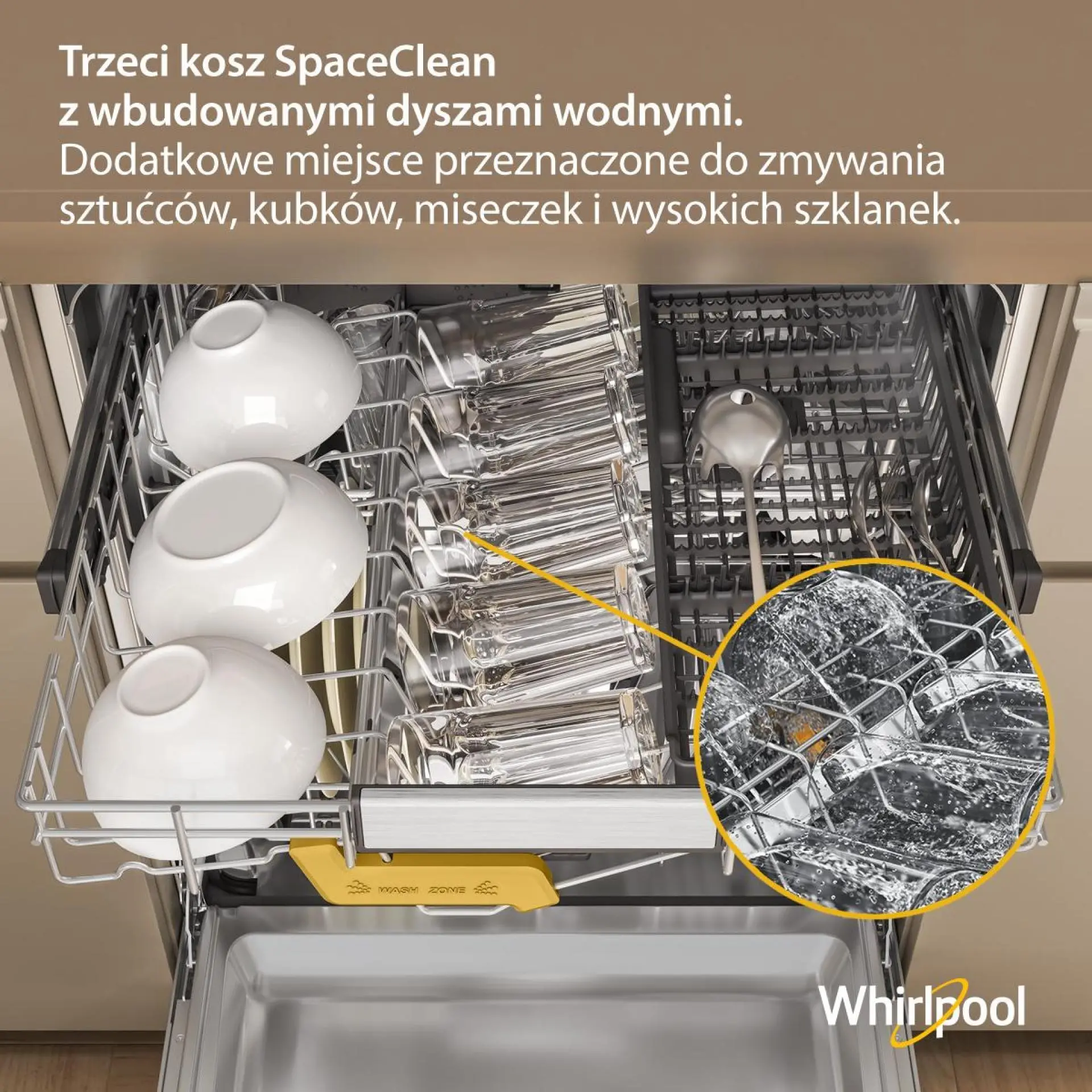 Zmywarka Whirlpool W8I HT40 T MaxiSpace 60cm Automatyczne otwieranie drzwi Szuflada na sztućce