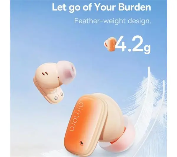 Baseus AirNora 2 Dokanałowe Bluetooth 5.3 Pomarańczowy