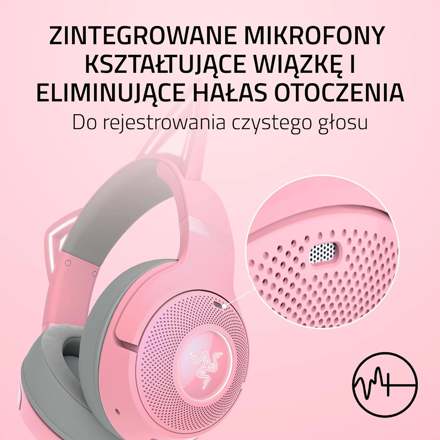 Słuchawki bezprzewodowe z mikrofonem Razer Kraken Kitty V2