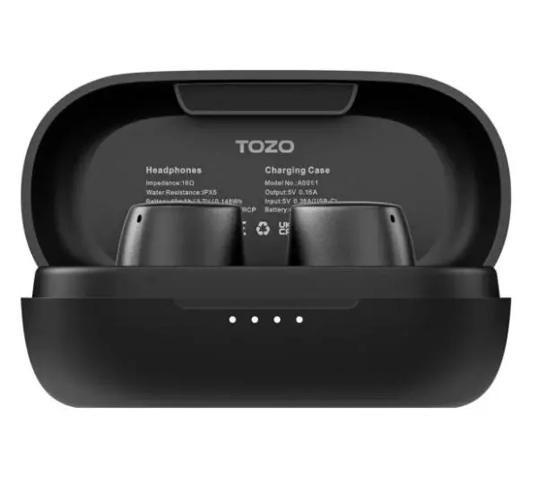 Tozo Agile Dots Dokanałowe Bluetooth 5.3 Czarny