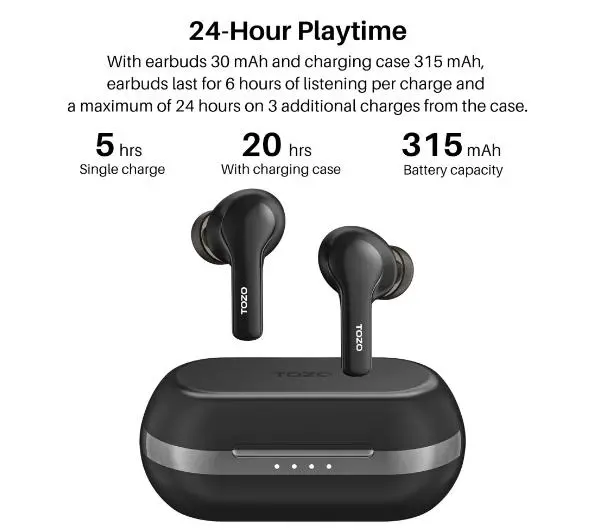 Tozo Agile Pods Dokanałowe Bluetooth 5.3 Czarny