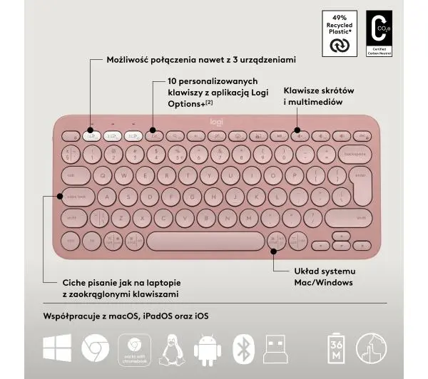 Logitech Pebble 2 Combo  Różowy