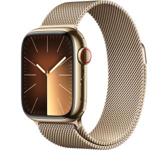 Smartwatch Apple Watch Series 9 GPS + Cellular koperta 41mm ze stali nierdzewnej Złota bransoleta mediolańska Złota