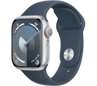 Smartwatch Apple Watch Series 9 GPS koperta 41mm z aluminium Srebrny pasek sportowy Sztormowy błękit S/M