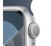 Smartwatch Apple Watch Series 9 GPS koperta 41mm z aluminium Srebrny pasek sportowy Sztormowy błękit S/M