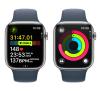 Smartwatch Apple Watch Series 9 GPS + Cellular koperta 45mm ze stali nierdzewnej Srebrny pasek sportowy Niebieski S/M