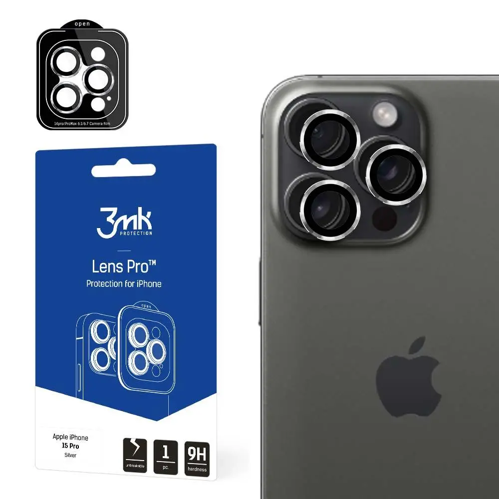 Szkło hartowane 3mk Lens Protection Pro Silver do iPhone 15 Pro