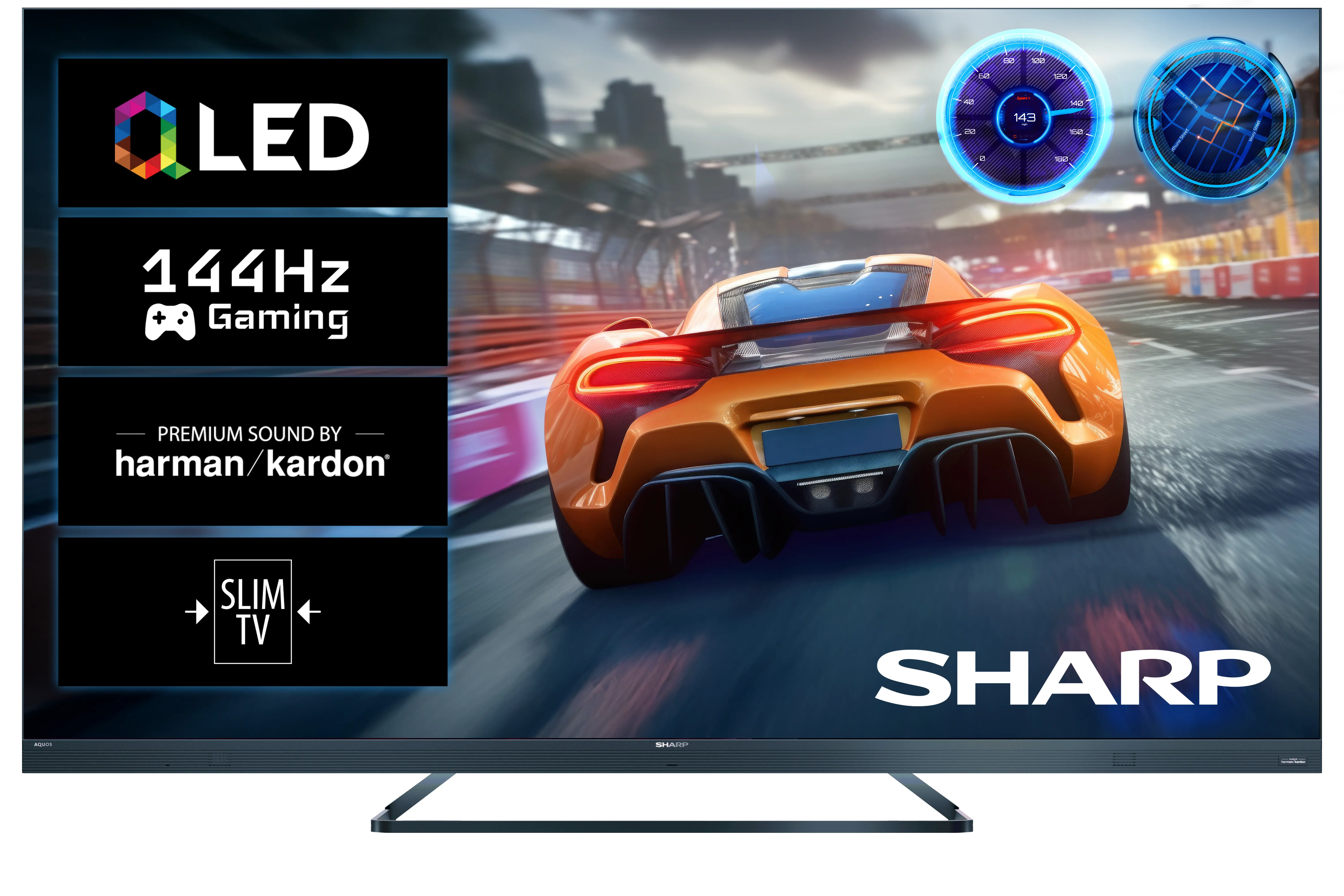 Telewizor Sharp 75FQ8EG 75" QLED 4K 144Hz Google TV Funkcje AI Dolby Vision Dolby Atmos DTS:X HDMI 2.1 DVB-T2