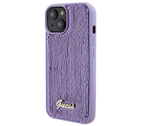 Guess Sequin Script Metal GUHCP15SPSFDGSU do iPhone 15 Purpurowy
