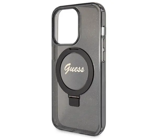 Guess Ring Stand Script Glitter MagSafe GUHMP13XHRSGSK do iPhone 13 Pro Max Czarny