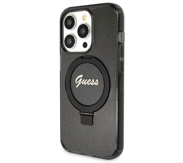 Guess Ring Stand Script Glitter MagSafe GUHMP13XHRSGSK do iPhone 13 Pro Max Czarny