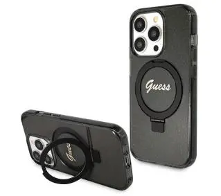 Guess Ring Stand Script Glitter MagSafe GUHMP13XHRSGSK do iPhone 13 Pro Max Czarny