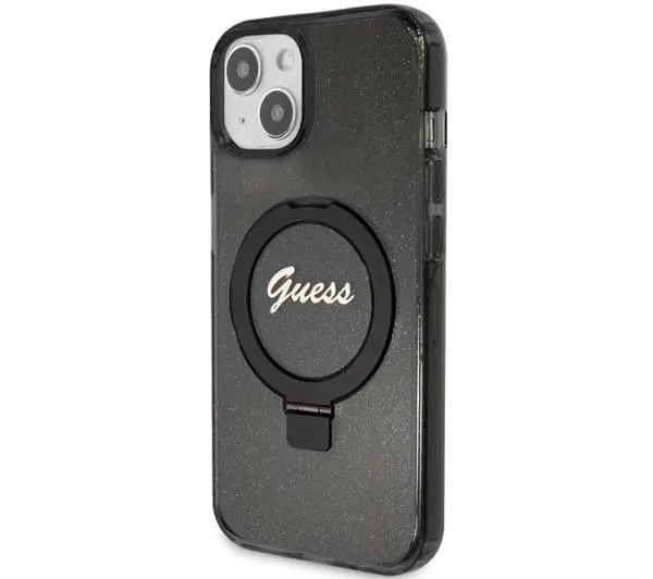 Guess Ring Stand Script Glitter MagSafe GUHMP13MHRSGSK do iPhone 13/14/15 Czarny