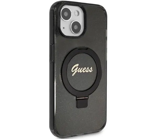 Guess Ring Stand Script Glitter MagSafe GUHMP13MHRSGSK do iPhone 13/14/15 Czarny
