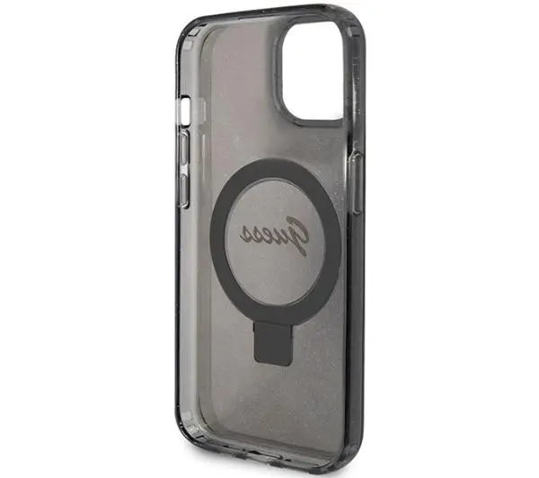 Guess Ring Stand Script Glitter MagSafe GUHMP13MHRSGSK do iPhone 13/14/15 Czarny