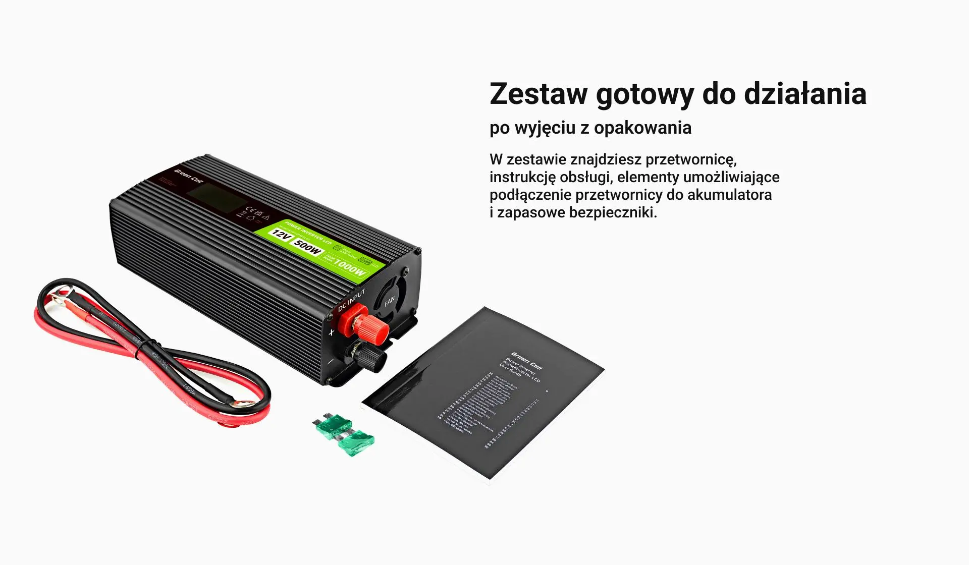 Фото Перетворювач (інвертор) DC-AC Green Cell 12/220V 500W/1000W (INVGC12P500LCD)