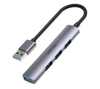 Hub USB Unitek H1208A USB-A 1xUSB-A 5 Gbps, 3xUSB-A 2.0 Szary