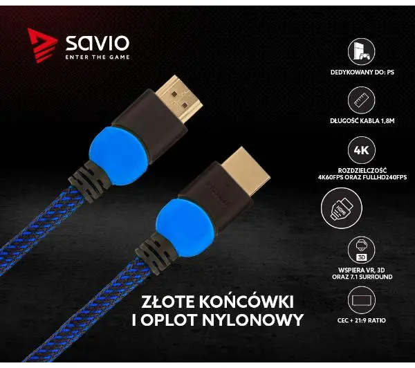 Savio GCL-02 1,8m Niebieski