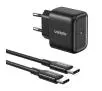 Ładowarka sieciowa UGREEN CD250 25W USB-C Czarny + kabel USB-C do USB-C 2m Czarny