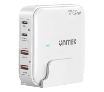 Ładowarka biurkowa Unitek GaN 70W 2x USB-A+2x USB-C Biały