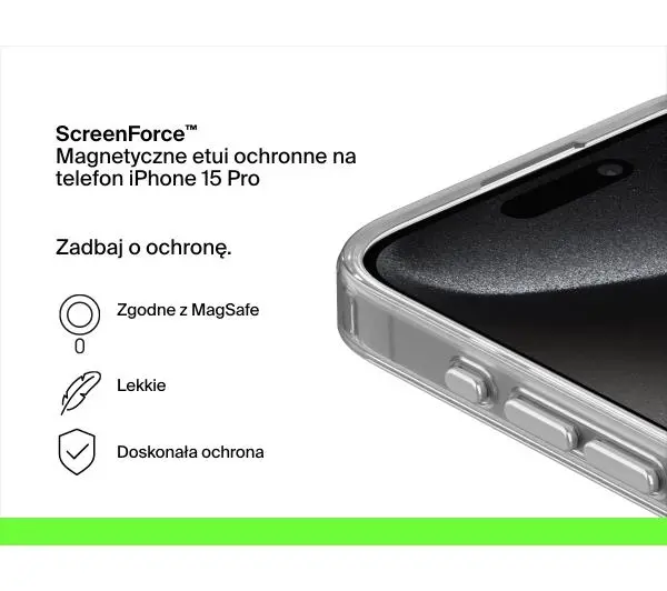 Belkin SheerForce do iPhone 15 Pro Przezroczysty