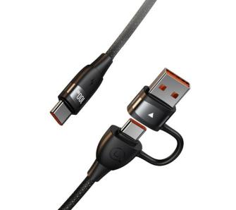 Kabel USAMS U85 2xUSB-C USB-A 100W 1,2m Czarny