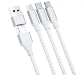 Kabel 3mk Hyper 3in1 A/C do C/Micro/Lightning 1,5m Biały