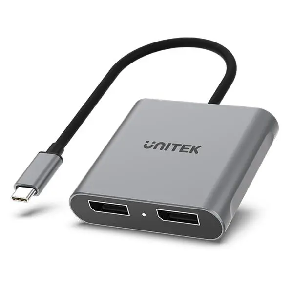 Adapter Unitek USB-C na 2x DP 1.4 8K 60Hz Szary