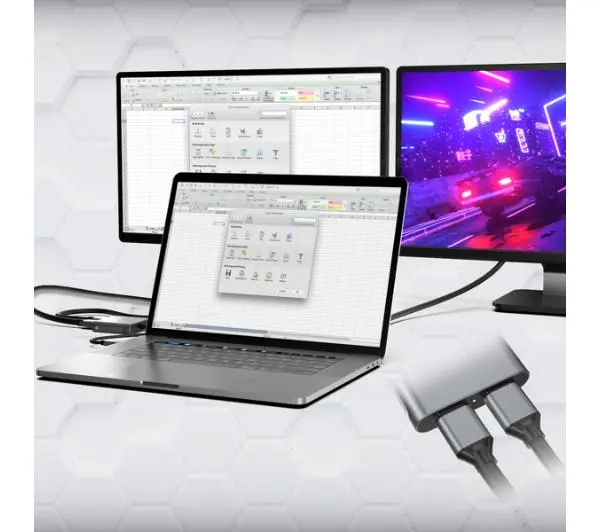 Unitek USB-C na 2x DP 1.4 8K 60Hz Szary