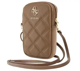 Guess torebka Zip Quilted 4G Brązowy