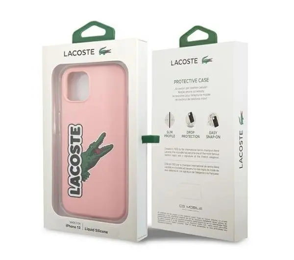 Lacoste Silicone Head Crocodile do iPhone 13 Różowy