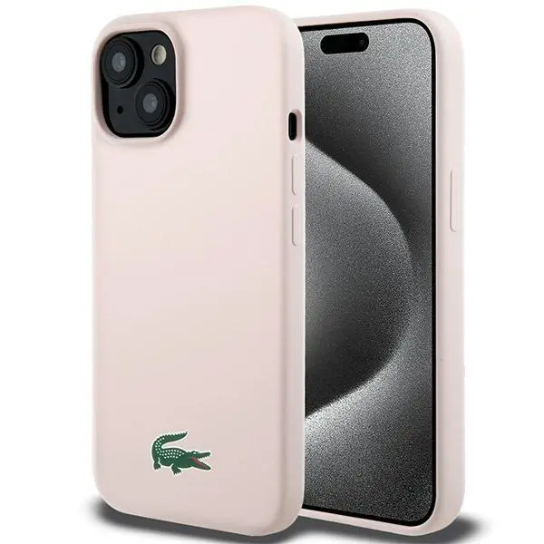Etui Lacoste Silicone MagSafe do iPhone 15 Różowy