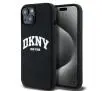 Etui DKNY Hardcase Liquid Silicone White Printed Logo MagSafe do iPhone 15 Czarny