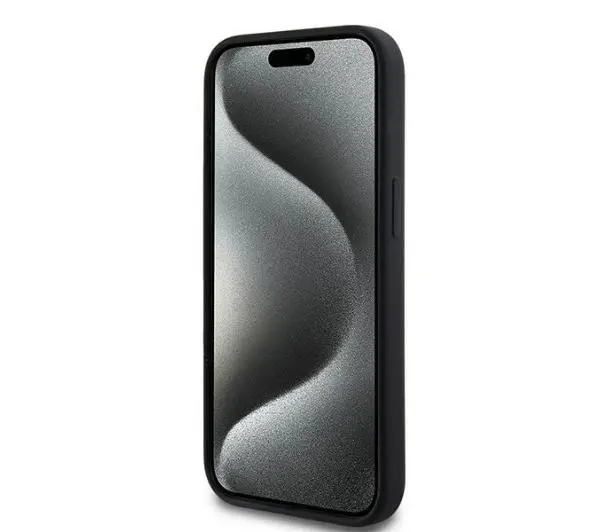 DKNY Hardcase Liquid Silicone White Printed Logo MagSafe do iPhone 15 Czarny