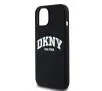 Etui DKNY Hardcase Liquid Silicone White Printed Logo MagSafe do iPhone 15 Czarny