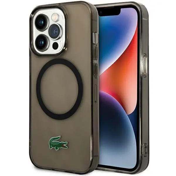 Etui Lacoste LCHMP15LULOK Hardcase Transparent MagSafe do iPhone 15 Pro Czarny