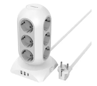 Tessan TPS02-DE-C 12 gniazd 1x USB C 2x USB-A Biały