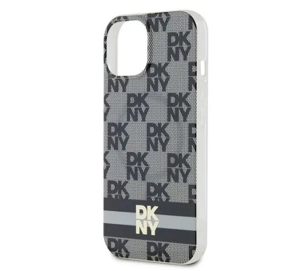 DKNY IML Checkered Mono Pattern & Printed Stripes MagSafe do iPhone 15 Czarny