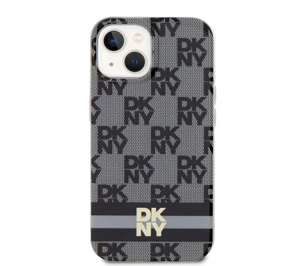 DKNY IML Checkered Mono Pattern & Printed Stripes MagSafe do iPhone 15 Czarny