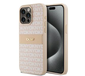 Etui DKNY Hardcase Leather Mono Stripe & Metal Logo iPhone 15 Pro Max Różowy