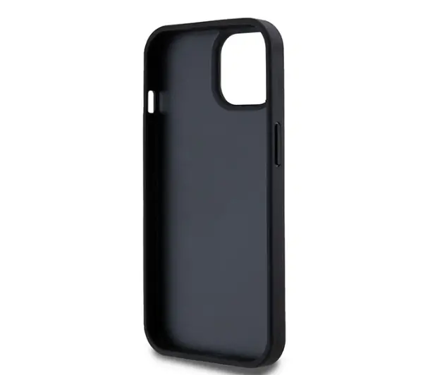 DKNY Leather Checkered Mono Pattern & Printed Stripes do iPhone 15 Plus Czarny