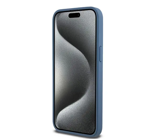 DKNY Hardcase Leather Monogram Pattern Metal Logo MagSafe DKHMP15XPSHRPSB do iPhone 15 Pro Max Niebieski)