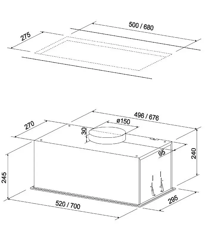 фото Витяжка вбудована SeeNERGY B-IN Line Easy 52 White